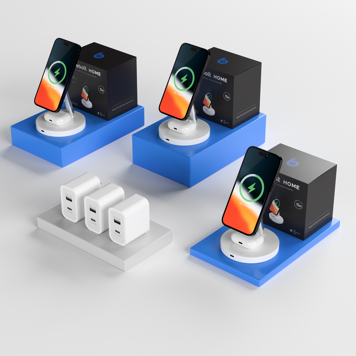 2 in 1 Kabellose Ladestation Dreierbundle