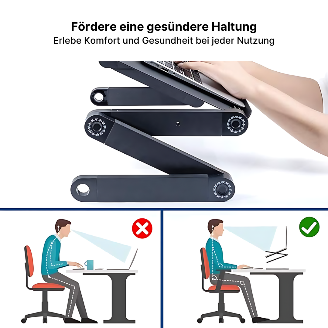 Aluminium-Laptopständer mit verstellbarem Regal