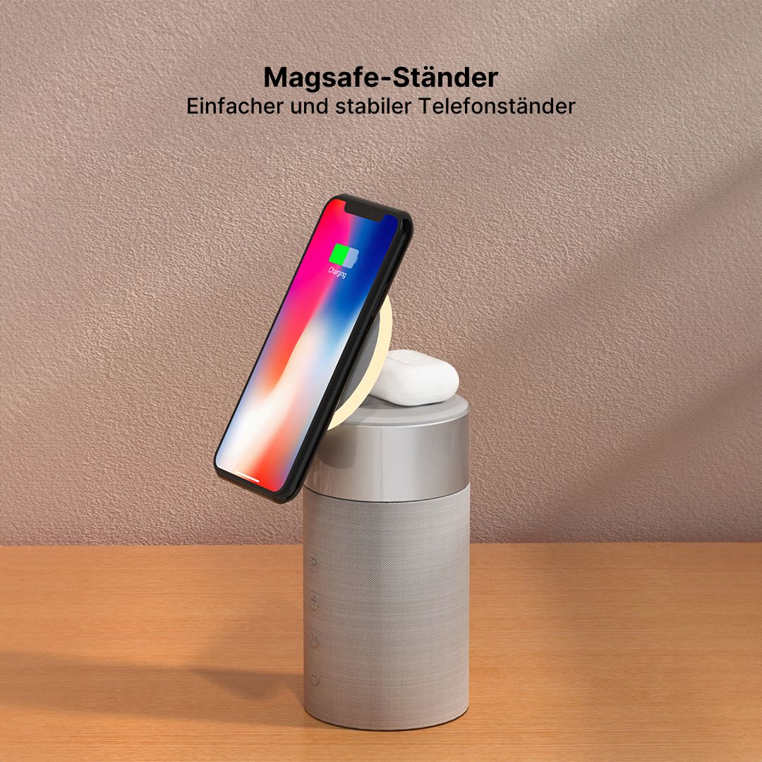 3-in-1 Kabelloses Ladegerät, Bluetooth-Lautsprecher & Nachtlicht