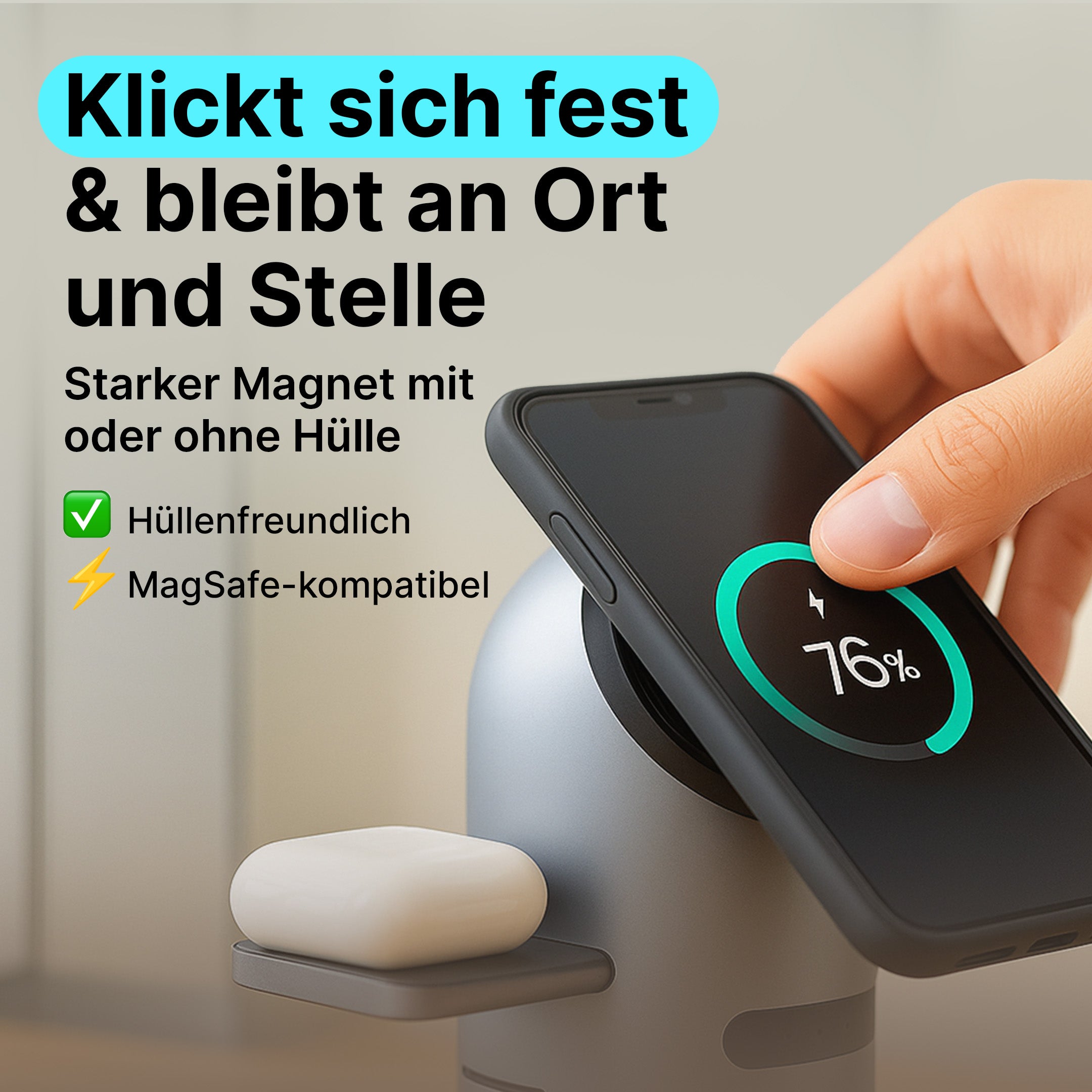 4-in-1 MagSafe Wireless Ladestation mit Bluetooth-Lautsprecher Qi2