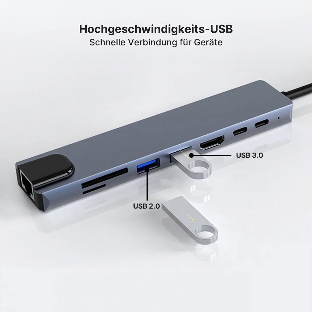 UltraLink C-Hub - 8-in-1 USB C, Ethernet, HDMI, SD-Leser
