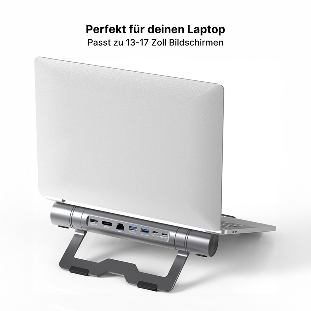 Aluminium 7-in-1 Laptopständer-Dock mit 4K HDMI und 100W PD-Ladung