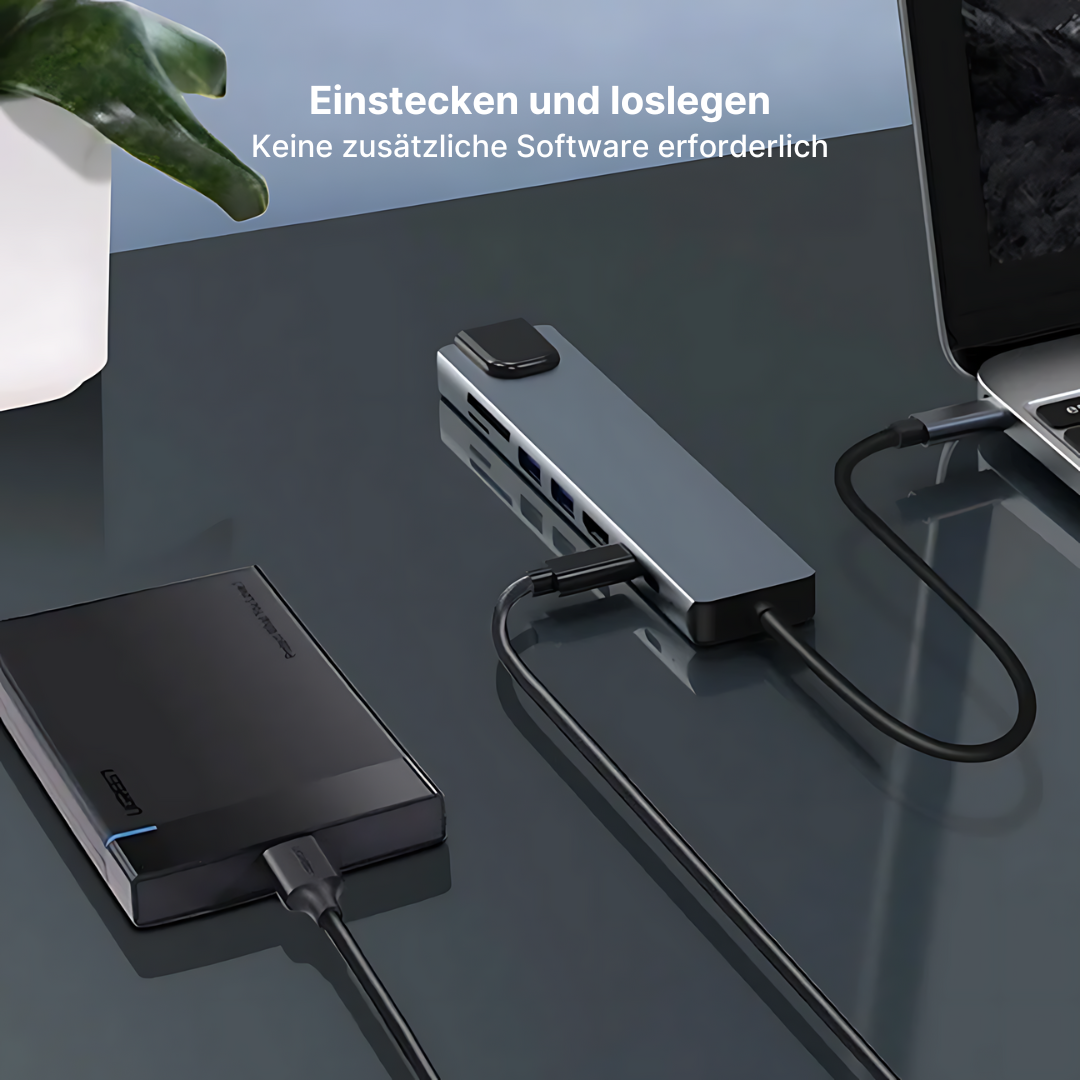 UltraLink C-Hub - 8-in-1 USB C, Ethernet, HDMI, SD-Leser