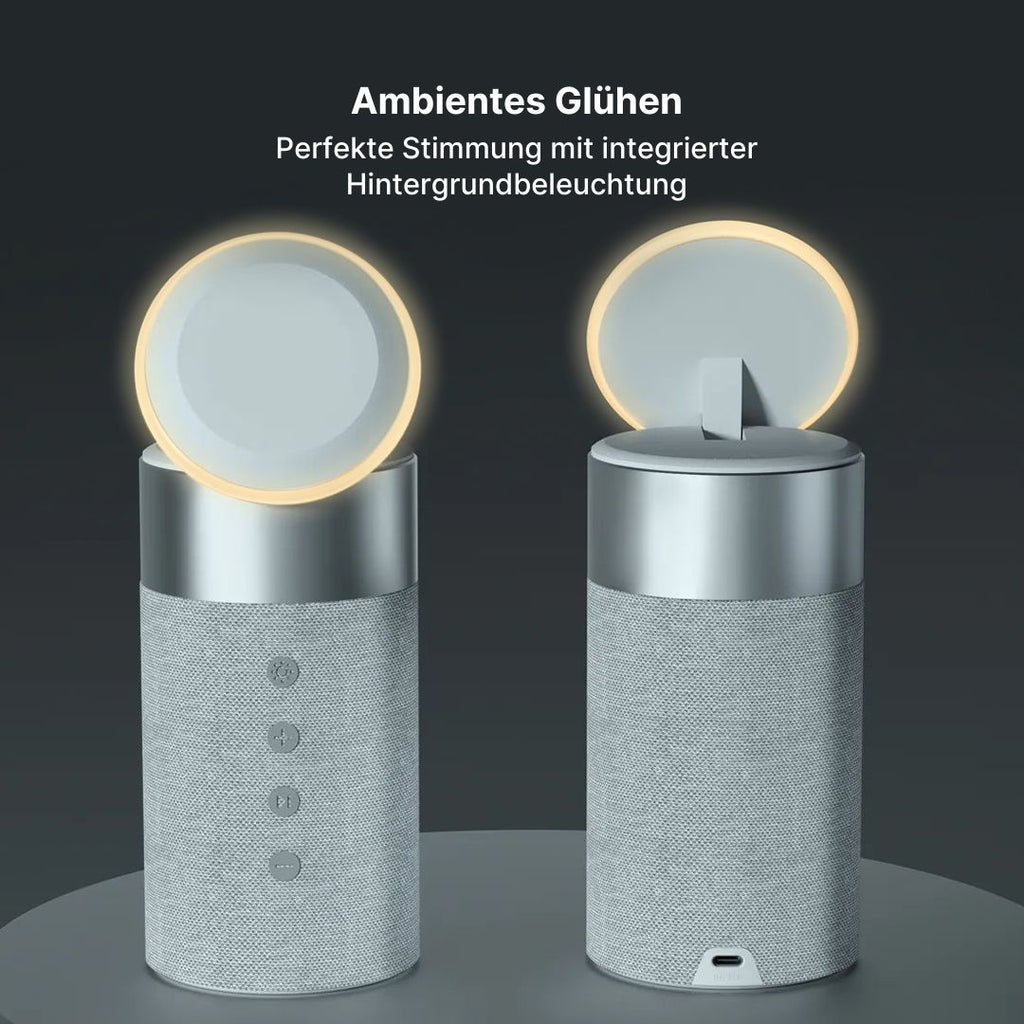 3-in-1 Kabelloses Ladegerät, Bluetooth-Lautsprecher & Nachtlicht
