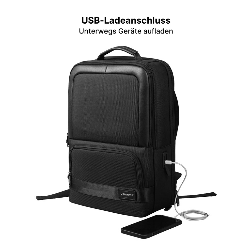 Anti-Diebstahl-Leder-Laptop-Rucksack mit USB-Ladefunktion