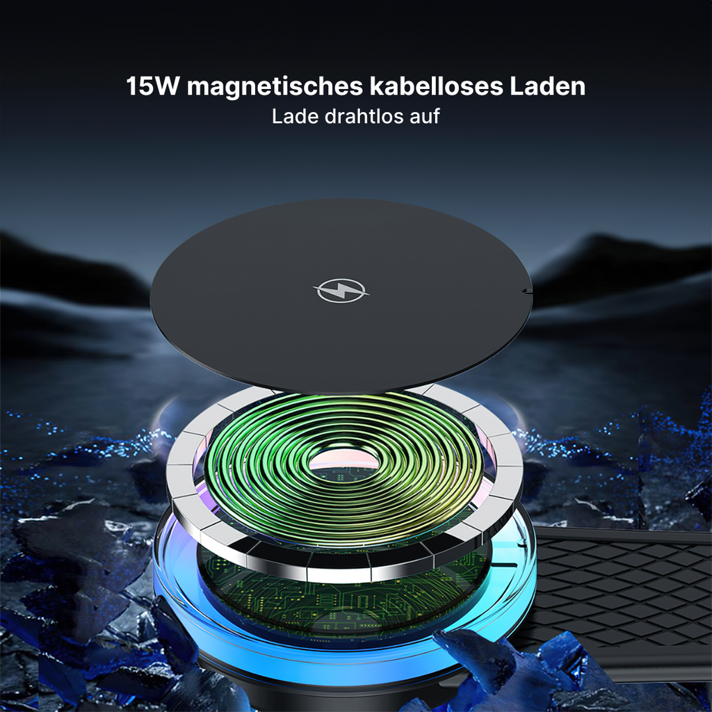 RGB-Autoladegerät Biegsamer Magnetischer Kabelloser Handy-Ladegerät