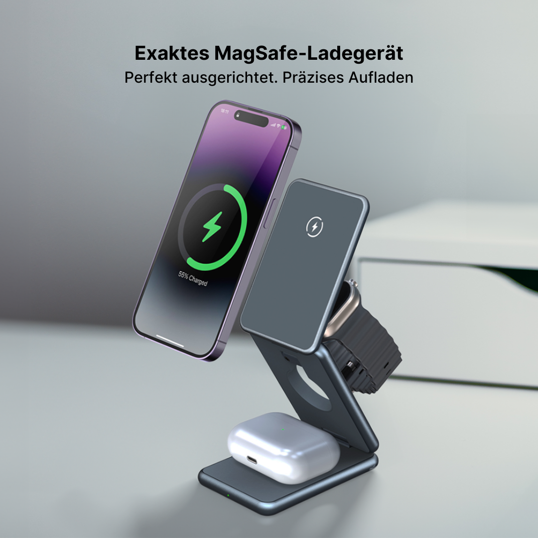 MagFold Pro 3-in-1 Aluminium Kabellose Ladestation