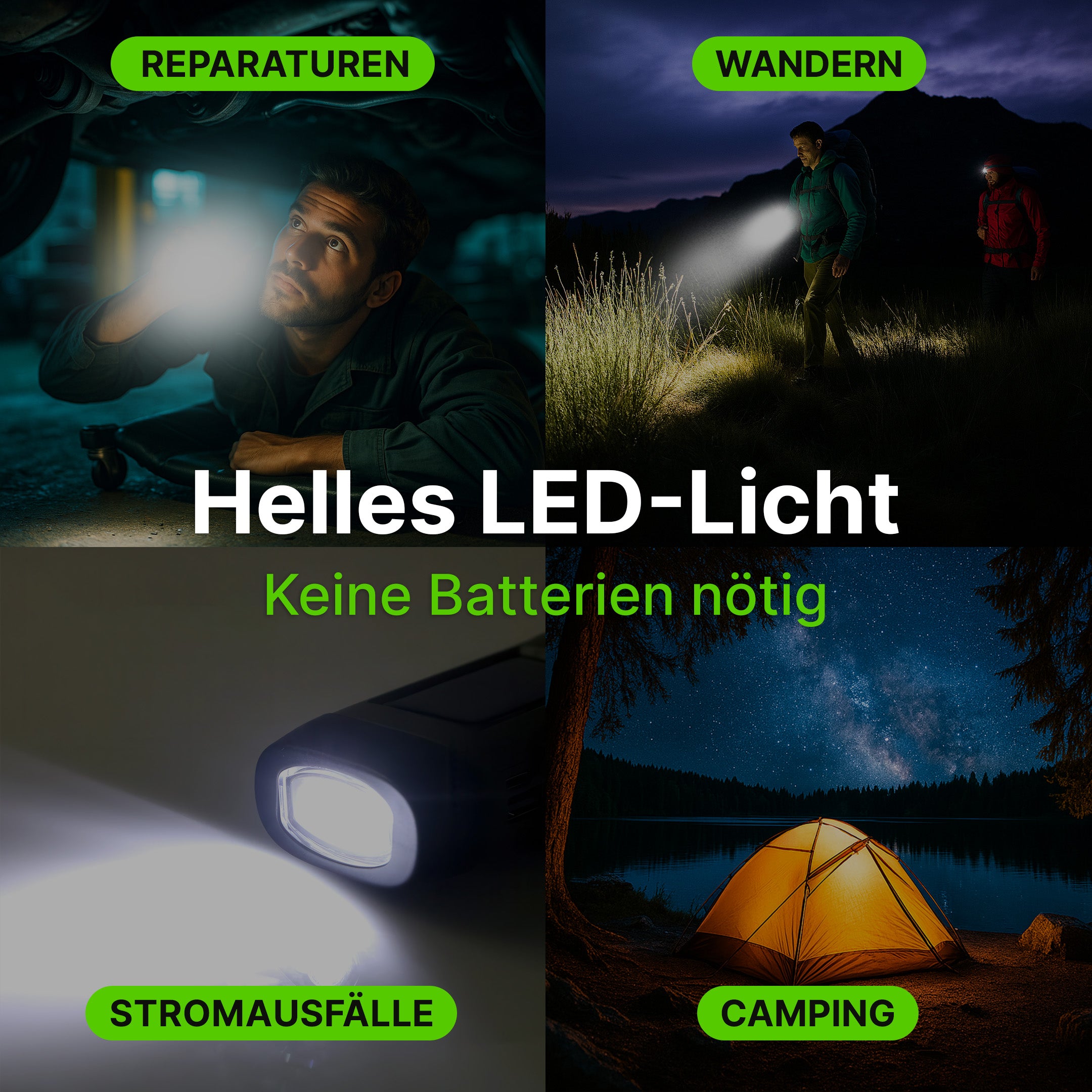 Solarbetriebene Handkurbel-Taschenlampe mit integrierter Powerbank