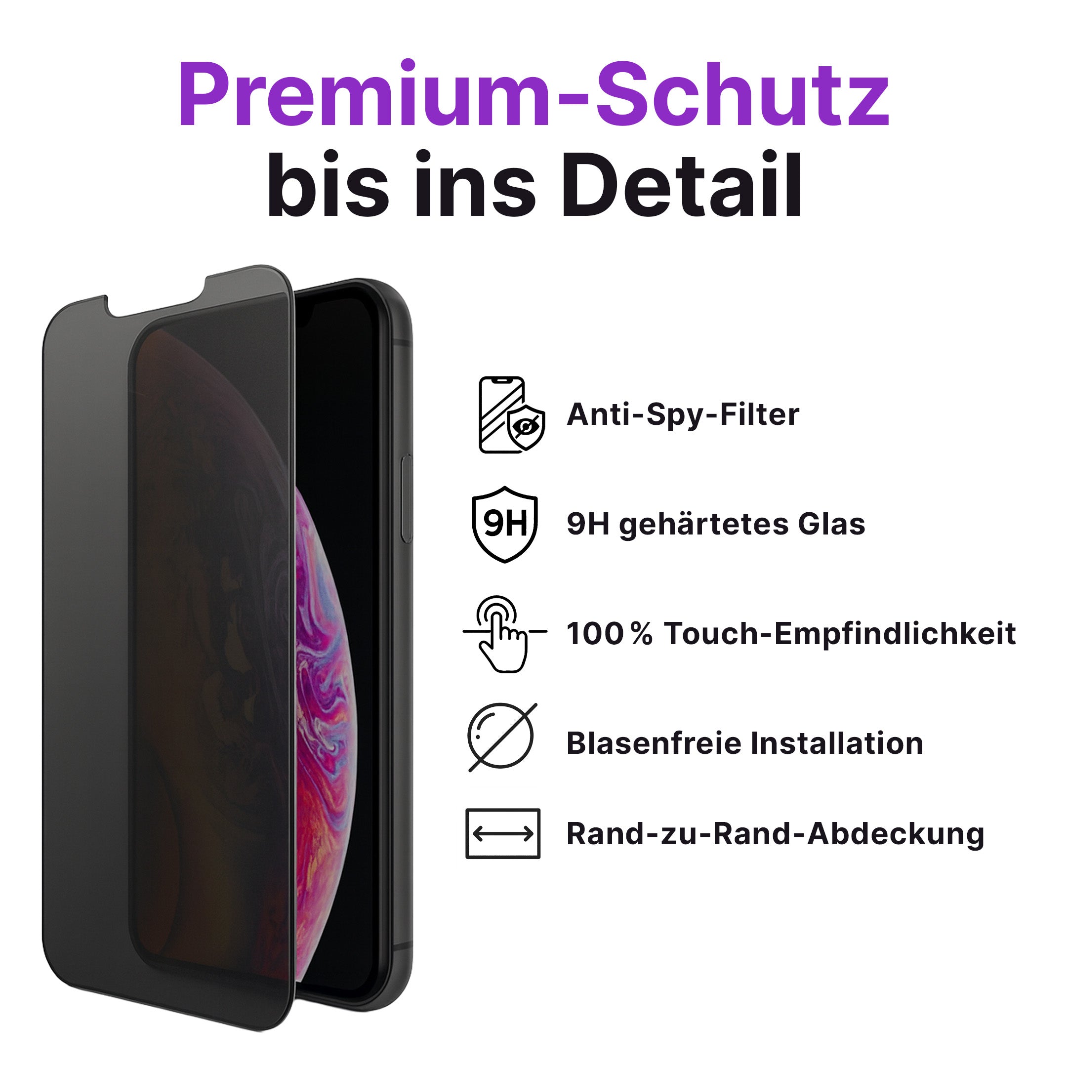 iPhone Sichtschutz-Glas-Displayschutz