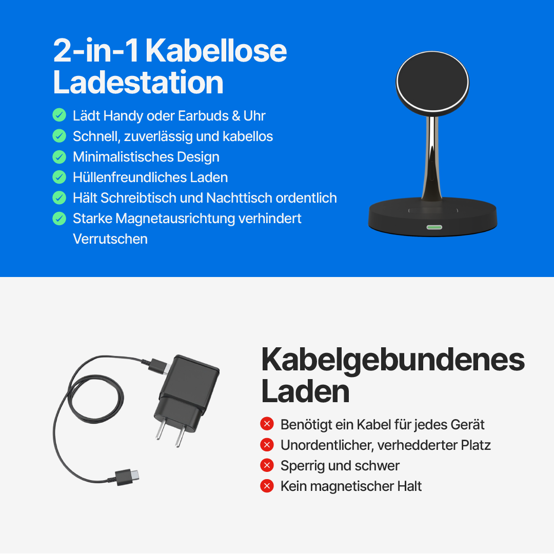 2 in 1 Kabellose Ladestation