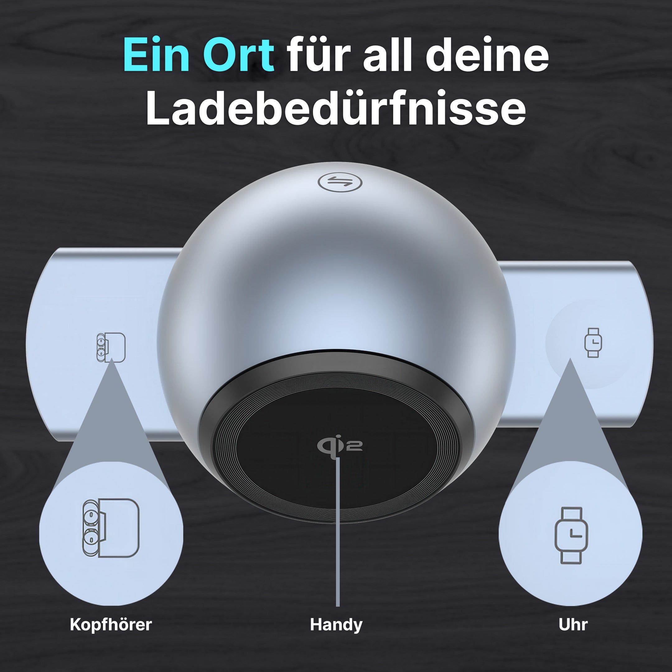 4-in-1 MagSafe Wireless Ladestation mit Bluetooth-Lautsprecher Qi2