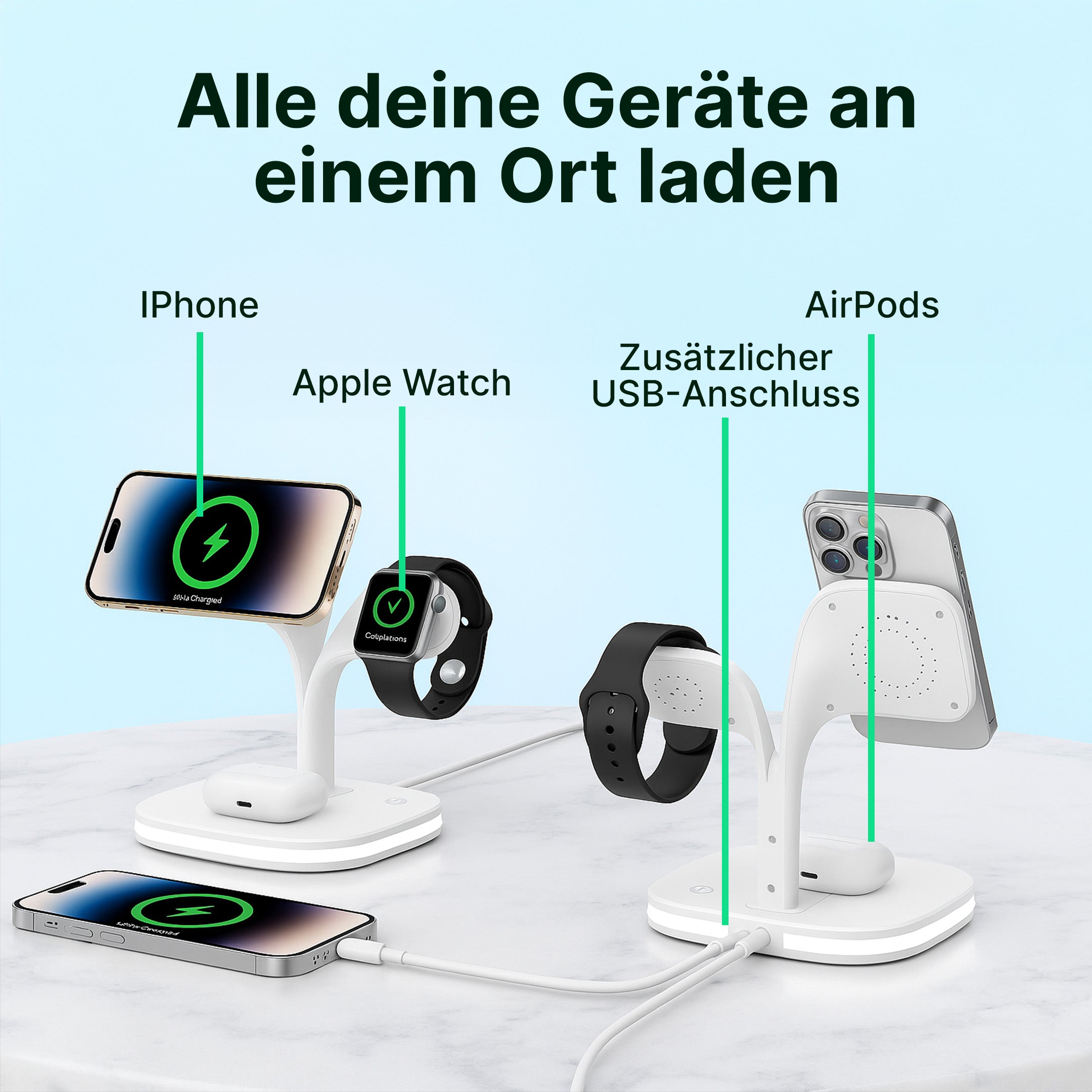 5-in-1 Magnetische Wireless-Ladestation für iPhone, Apple Watch und AirPods