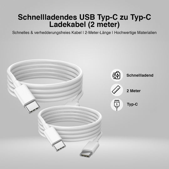 Schnellladendes USB Typ-C zu Typ-C Stromkabel (2 Meter)