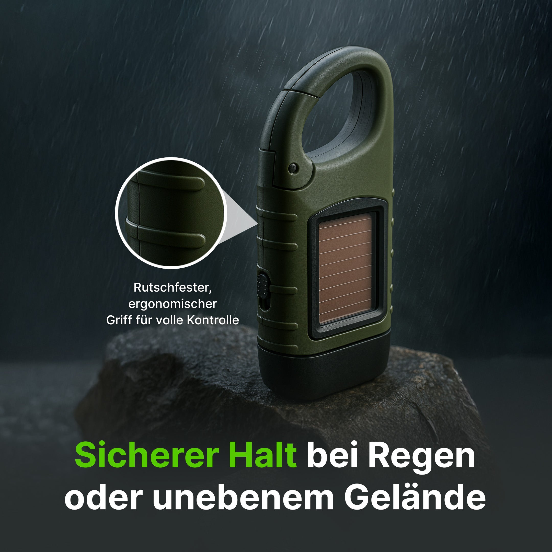 Solarbetriebene Handkurbel-Taschenlampe mit integrierter Powerbank