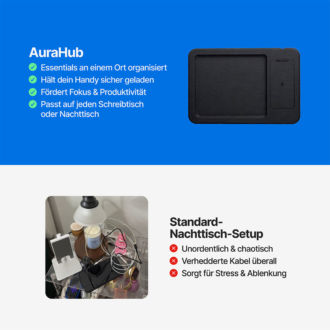 AuraHub Wireless iPhone Ladegerät & Organizer