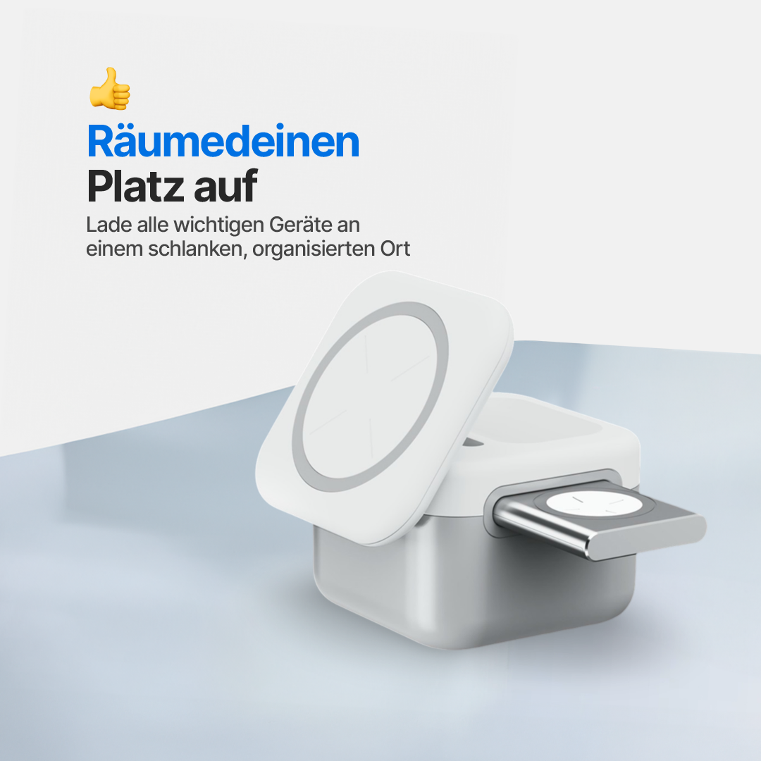 CubeMag 3-in-1 Magnetische Kabellose Ladestation für Apple und Android