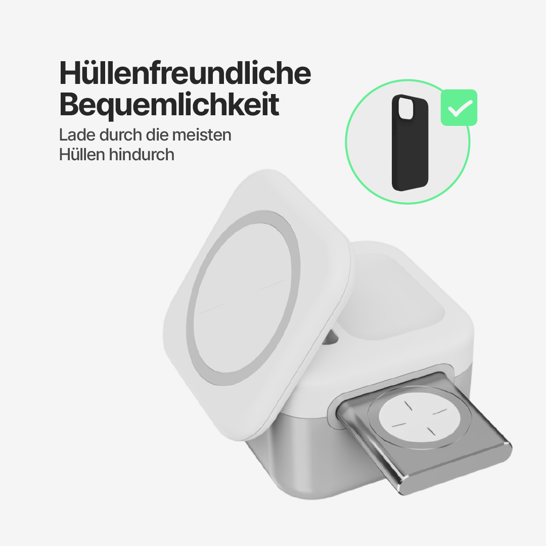 CubeMag 3-in-1 Magnetische Kabellose Ladestation für Apple und Android