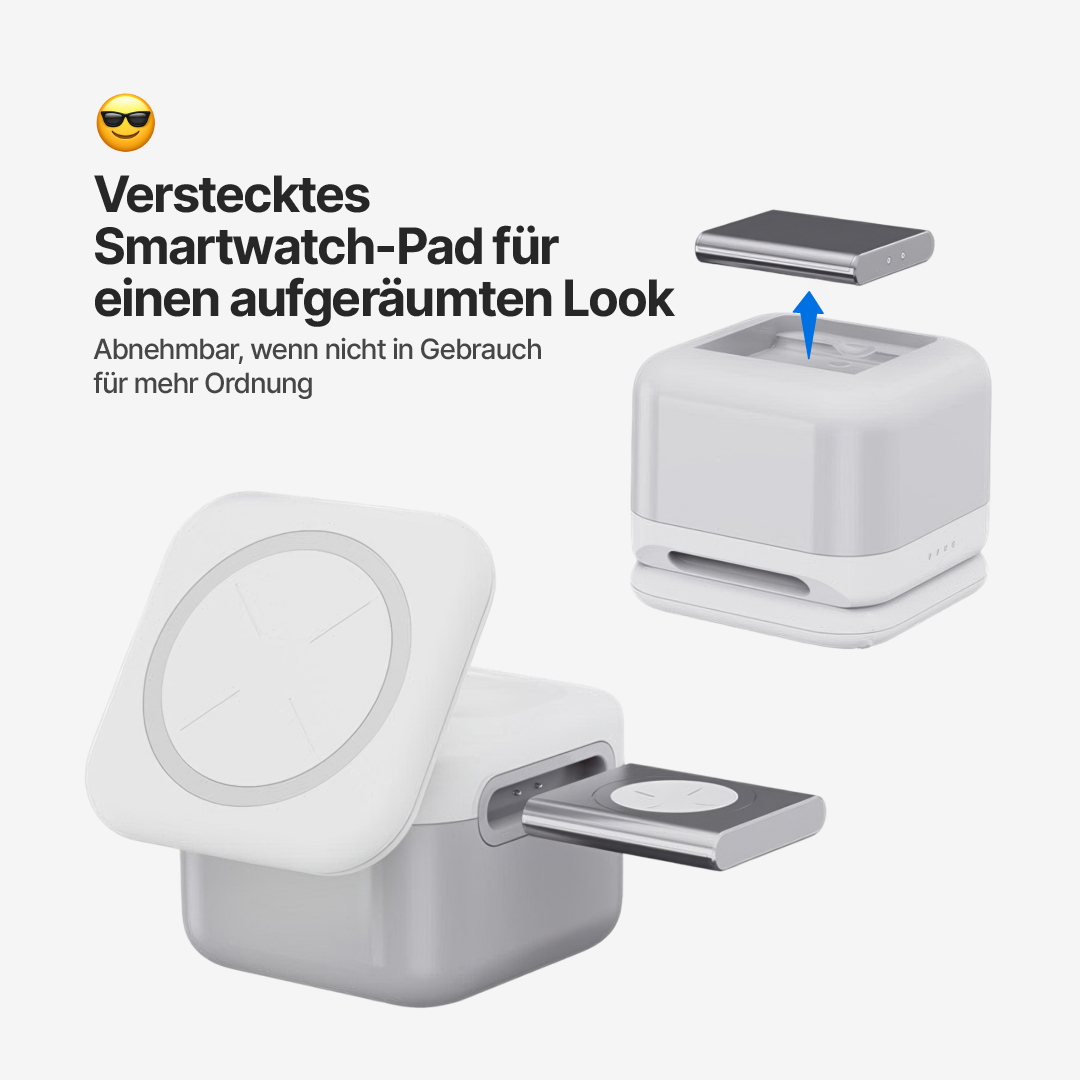 CubeMag 3-in-1 Magnetische Kabellose Ladestation für Apple und Android