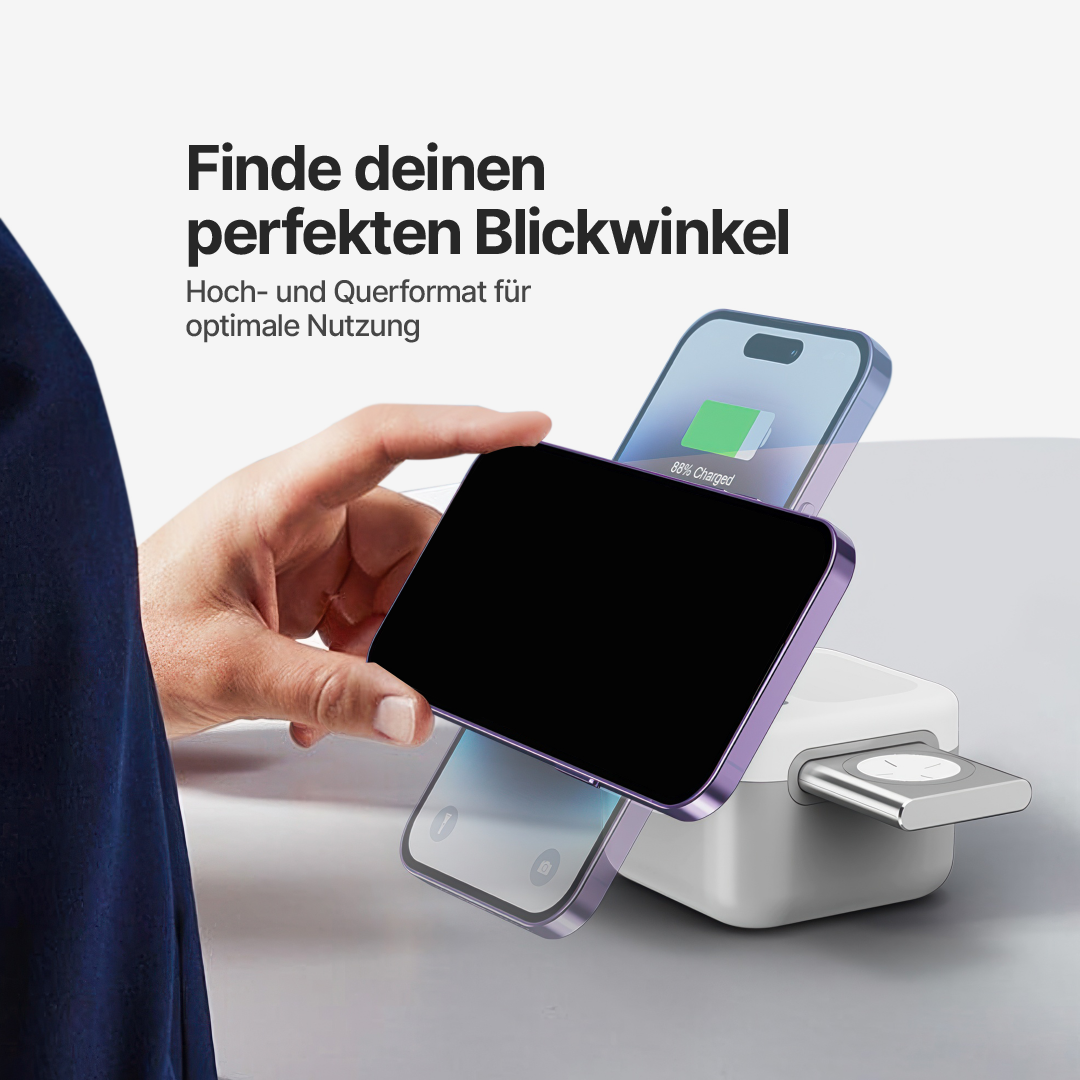 CubeMag 3-in-1 Magnetische Kabellose Ladestation für Apple und Android