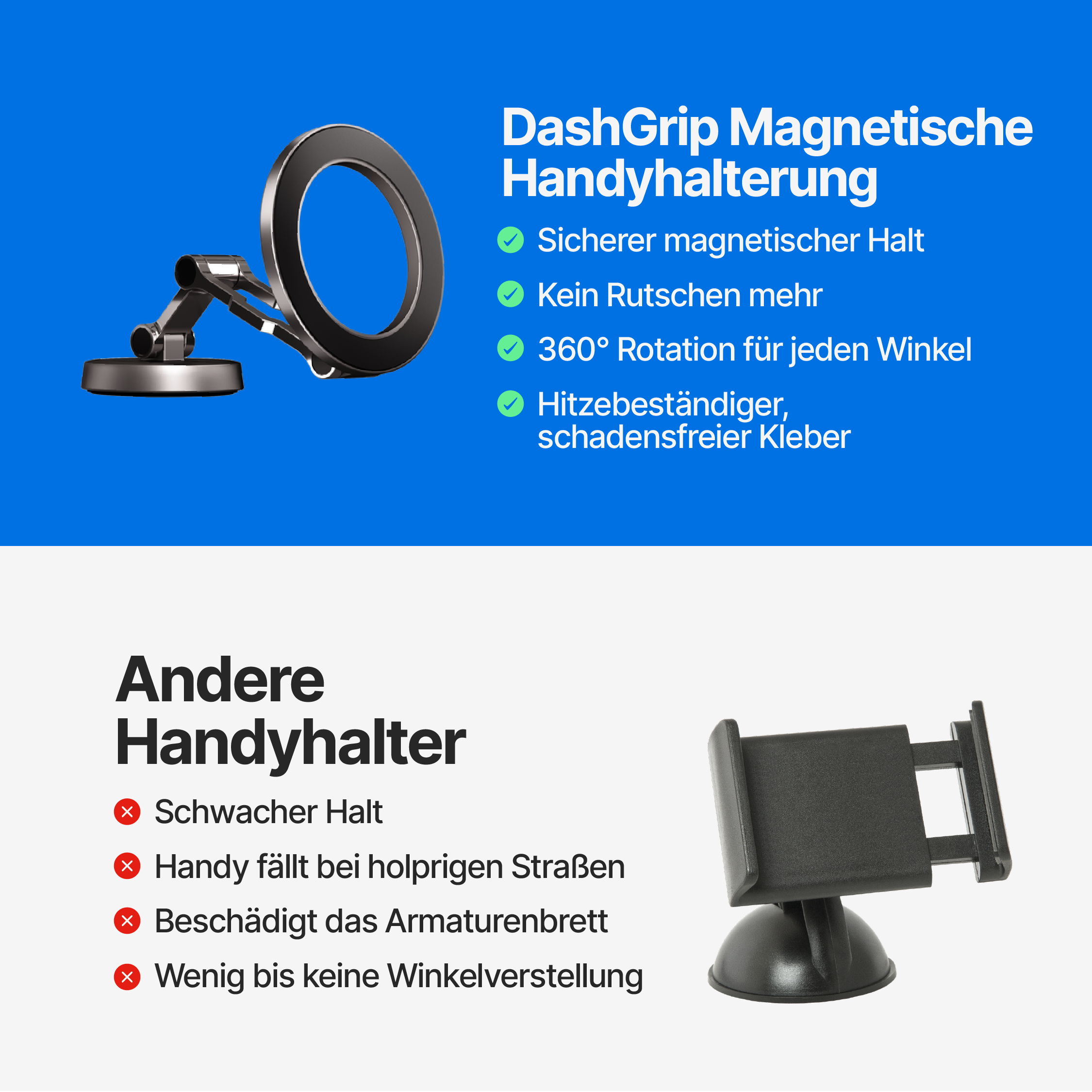 DashGrip Magnetischer Auto-Handyhalter mit verstellbarem Ständer
