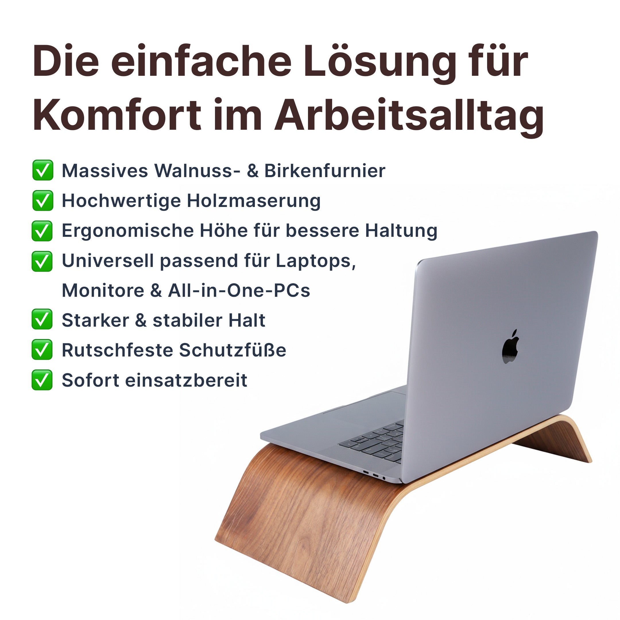 Ergonomischer Monitorständer aus Holz
