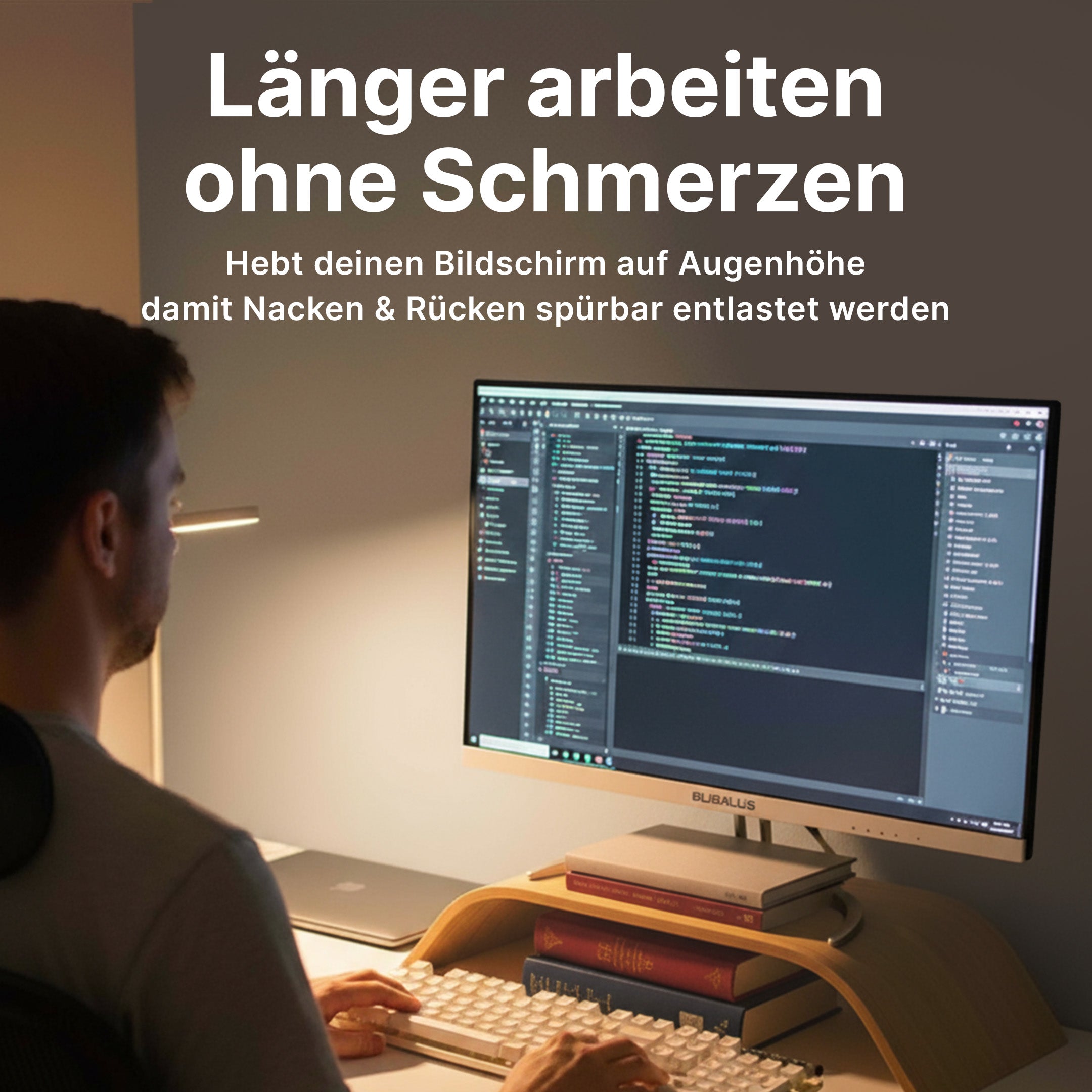 Ergonomischer Monitorständer aus Holz