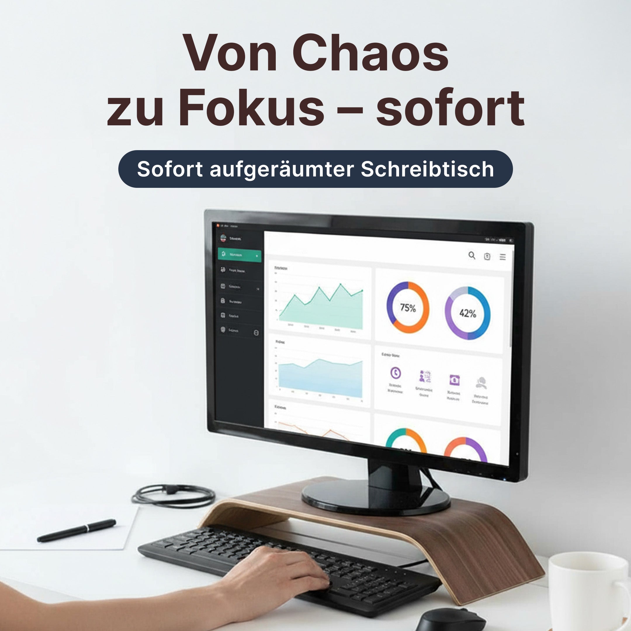 Ergonomischer Monitorständer aus Holz