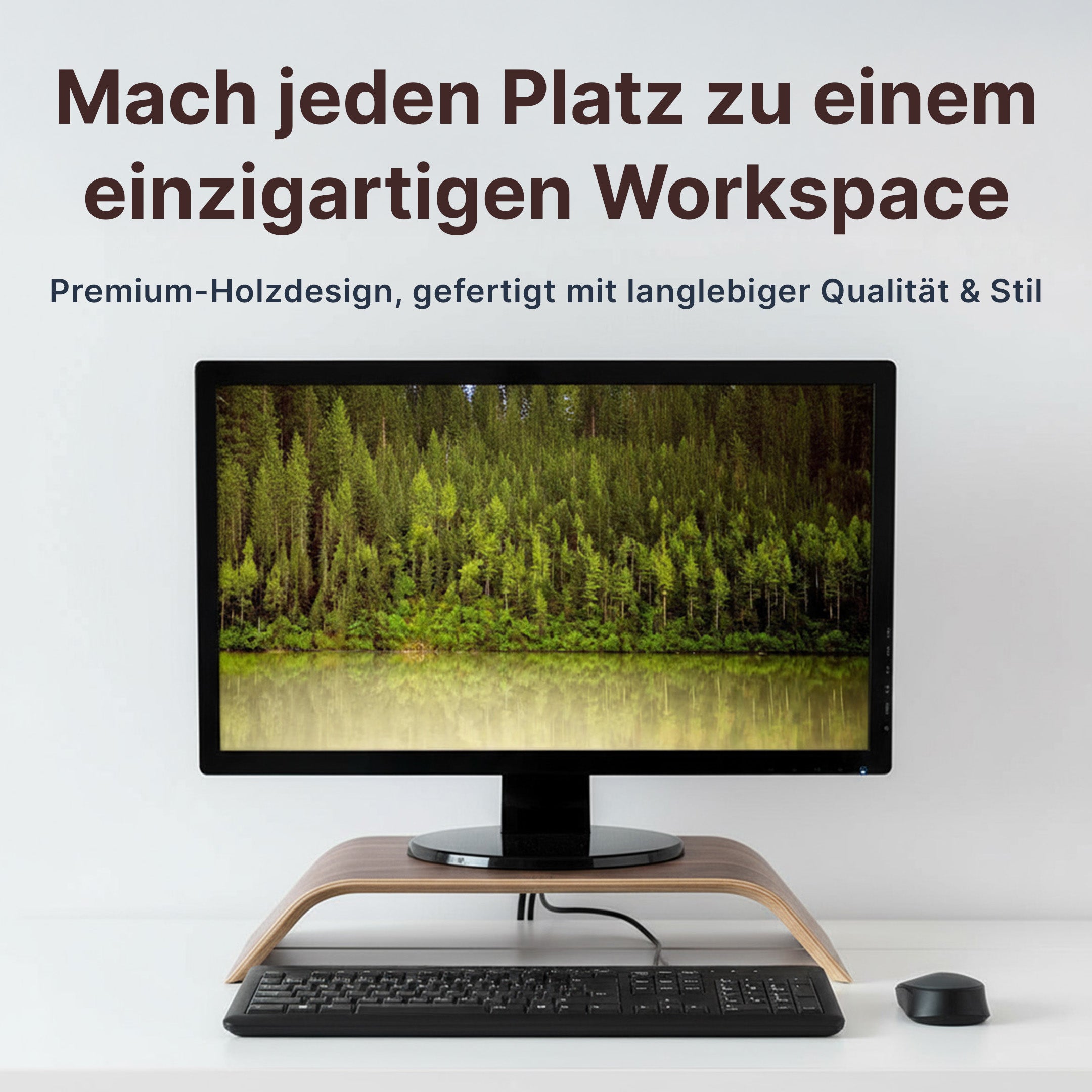 Ergonomischer Monitorständer aus Holz