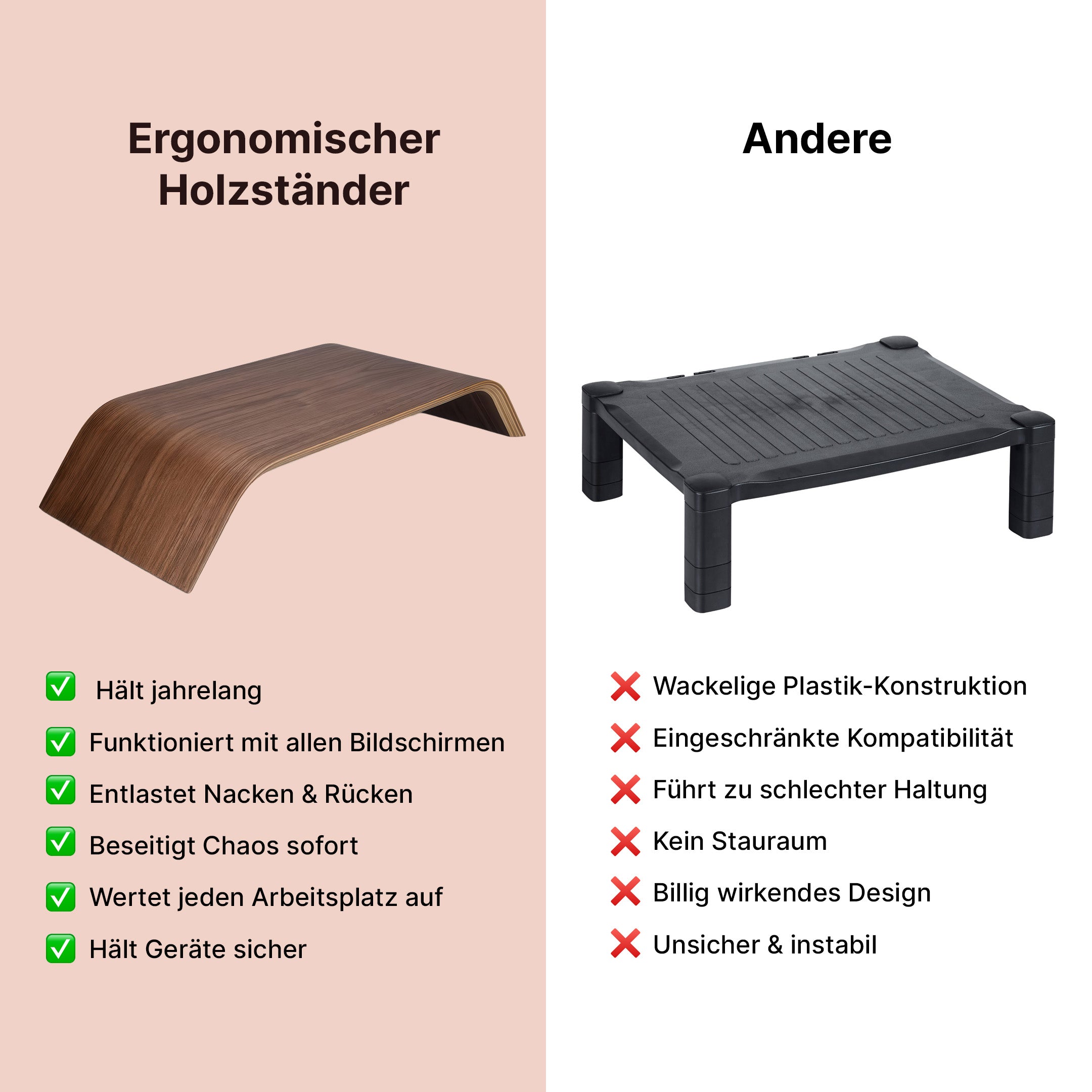 Ergonomischer Monitorständer aus Holz