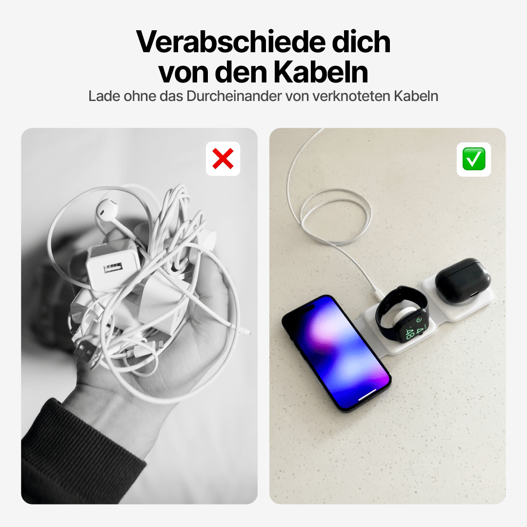 Faltbare 3 in 1 Kabellose Ladestation
