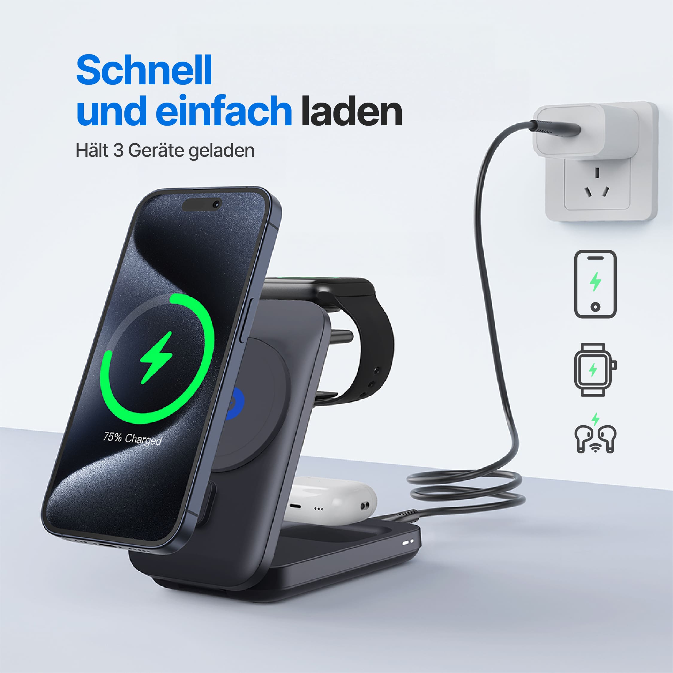 MagFlo 3-in-1 Kabellose Ladestation Qi2