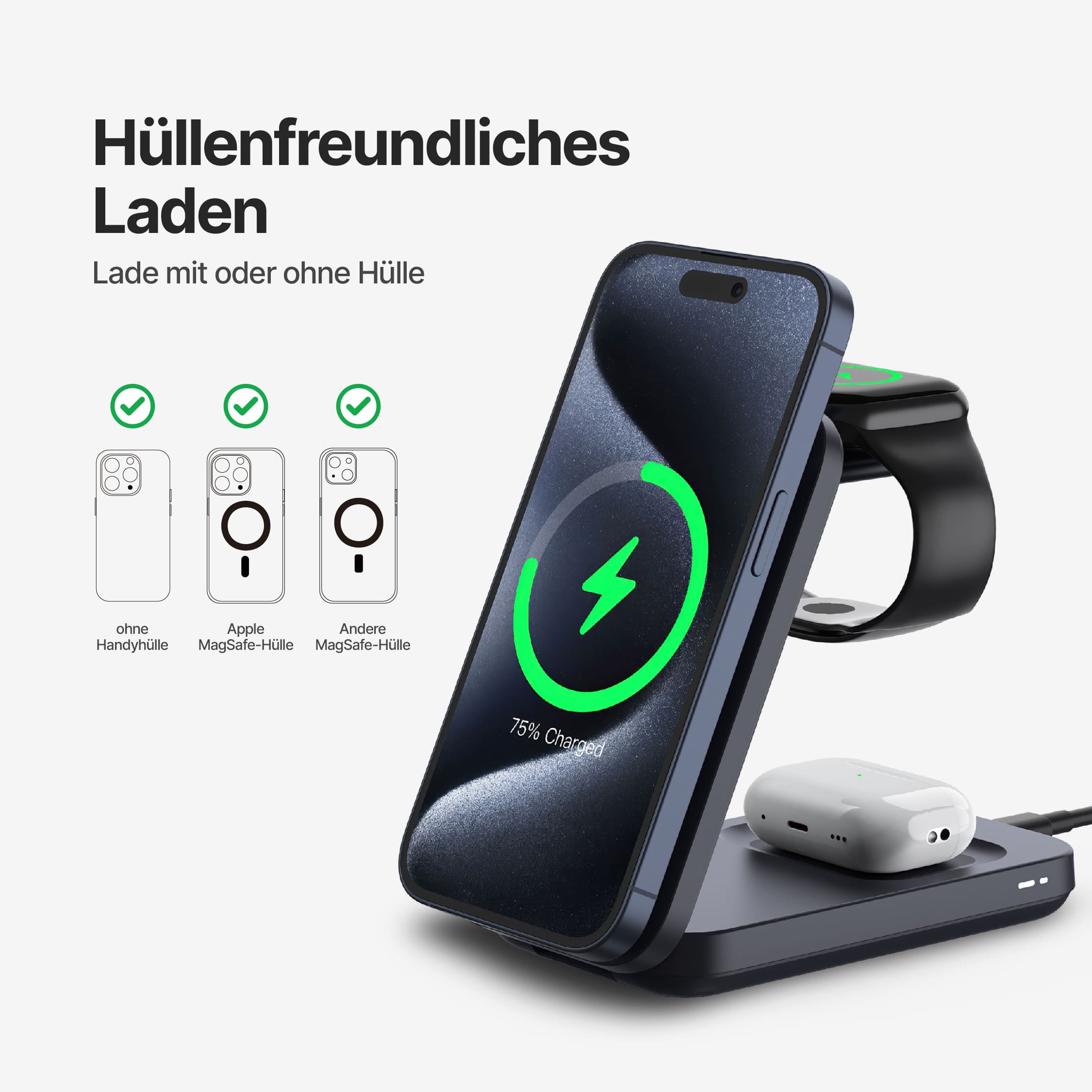 MagFlo 3-in-1 Kabellose Ladestation Qi2
