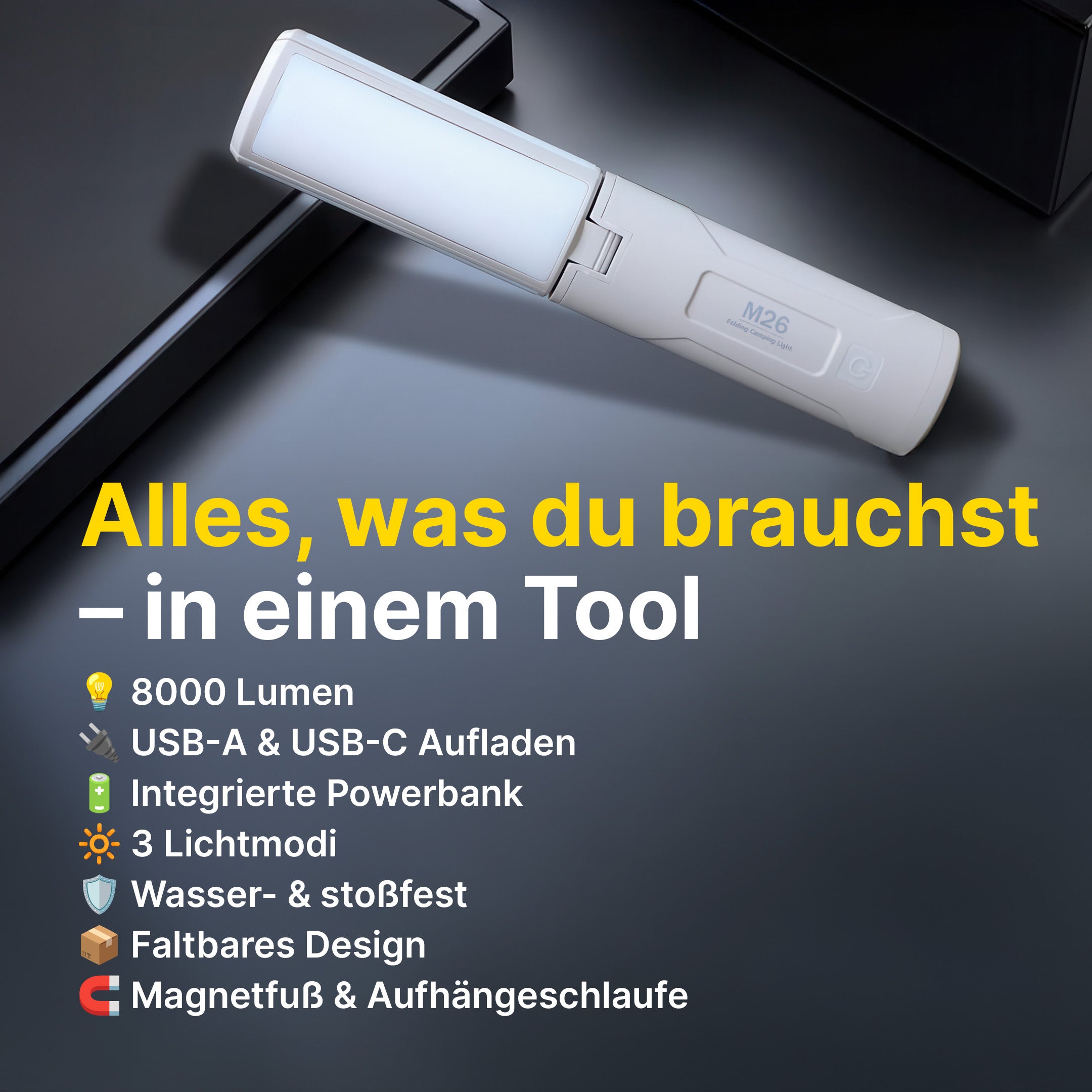 Faltbare Outdoor-Campinglampe mit 8000 Lumen