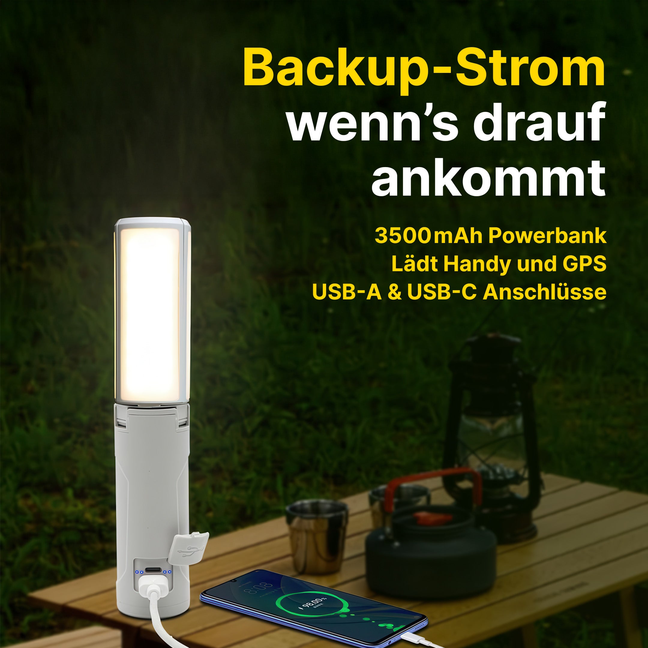 Faltbare Outdoor-Campinglampe mit 8000 Lumen