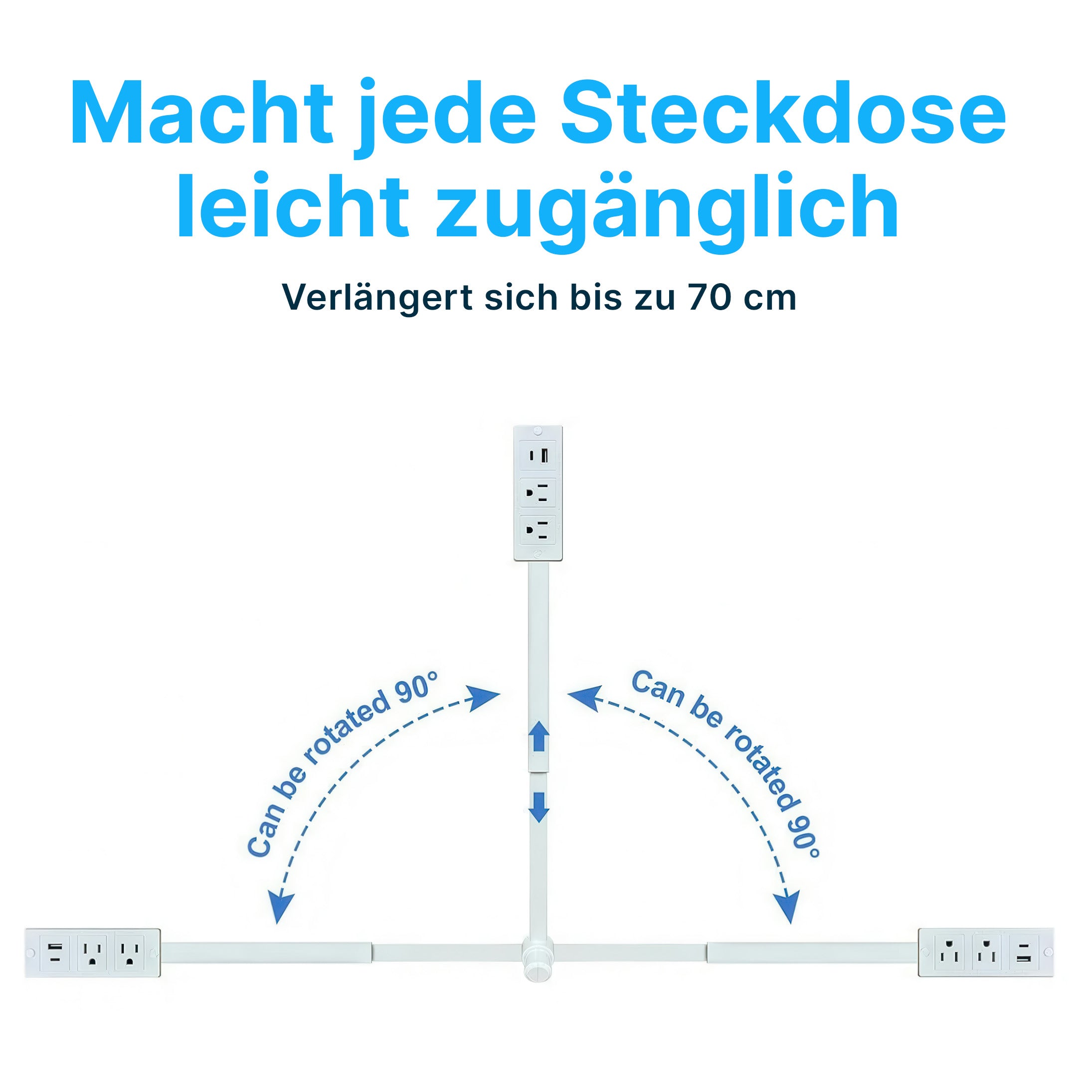 Steckdosen-Verlängerung mit USB-Ports