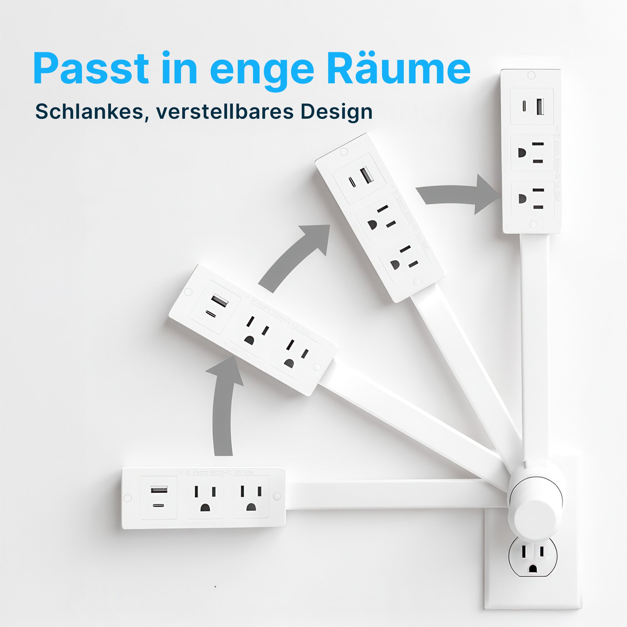 Steckdosen-Verlängerung mit USB-Ports