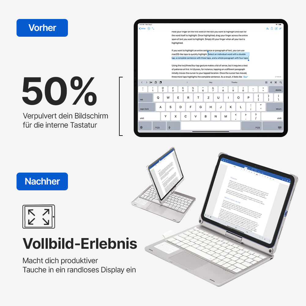 Rotate Pro Kabelloses Tastaturgehäuse für iPad