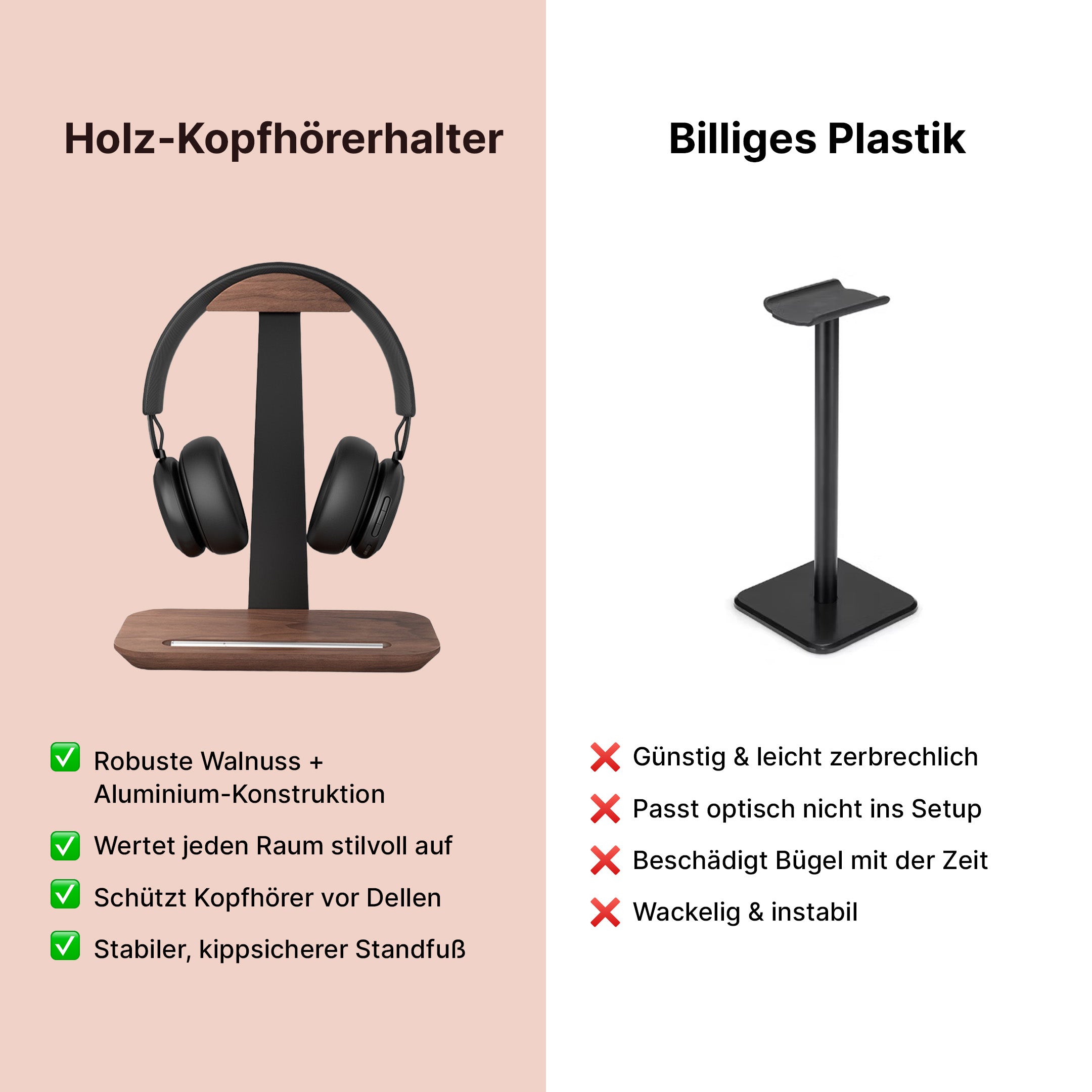 kopfhörer aufbewahrung kopf Holz-Kopfhörerhalter – BlueBolt Chargers EU