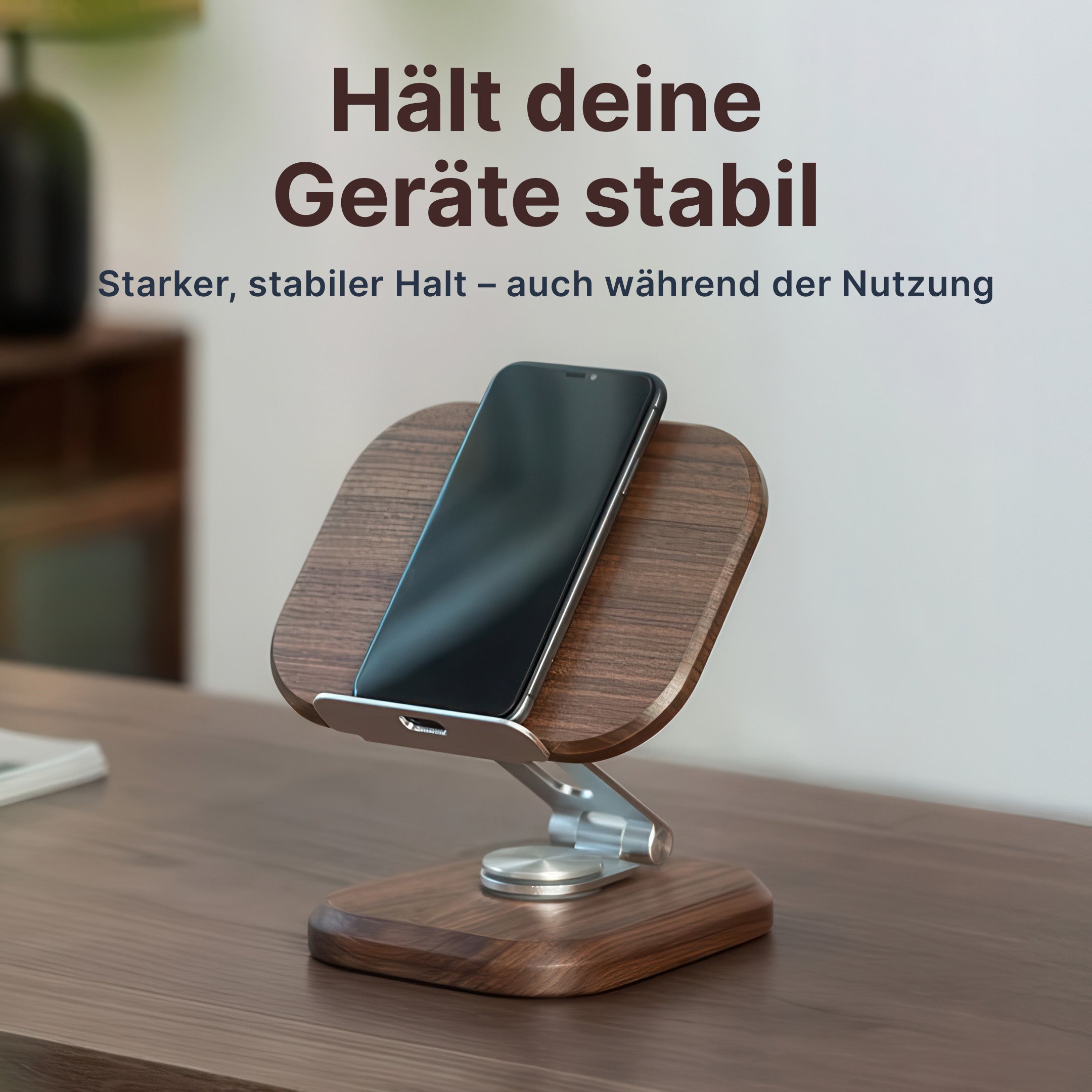 Holzständer für Handy und Tablet