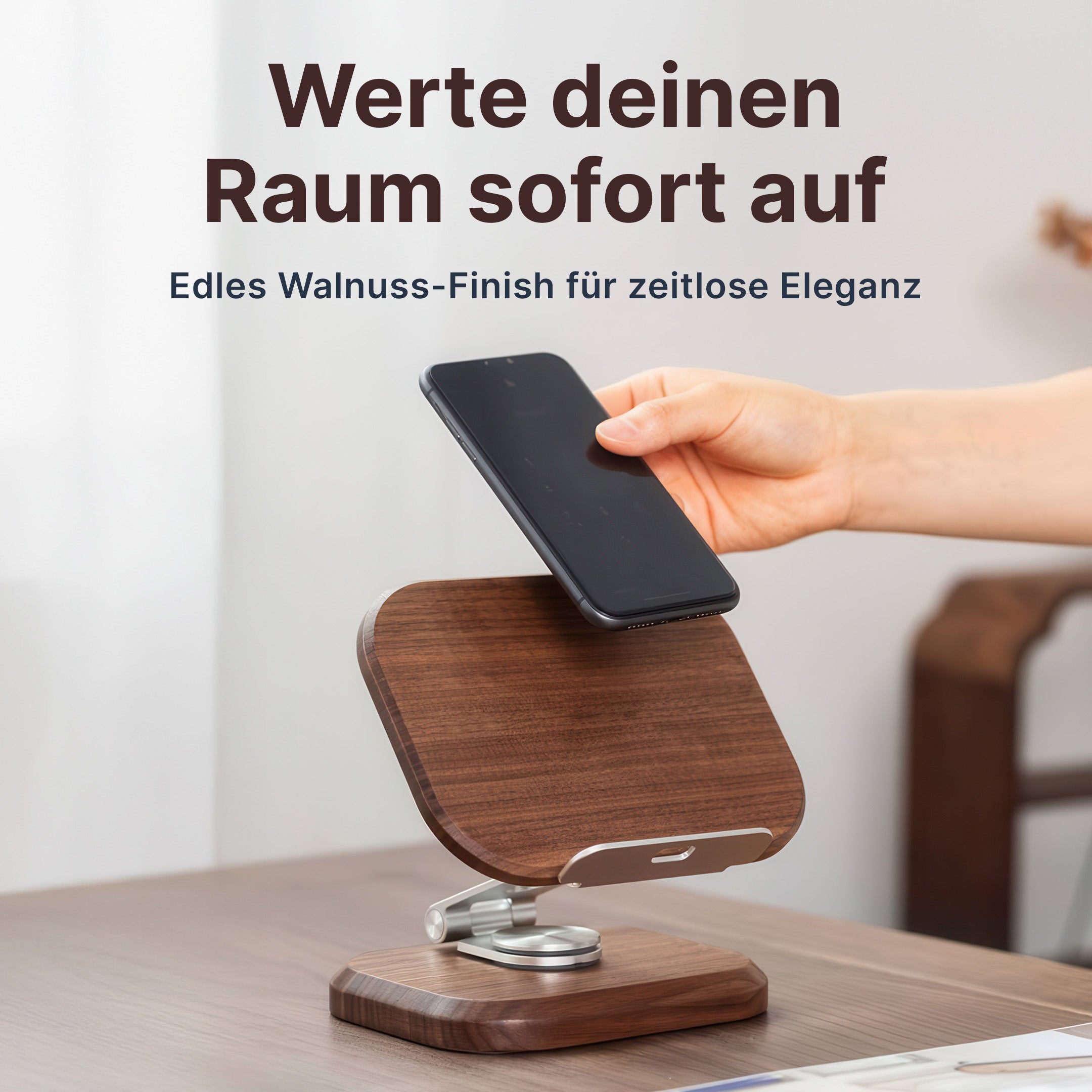Holzständer für Handy und Tablet