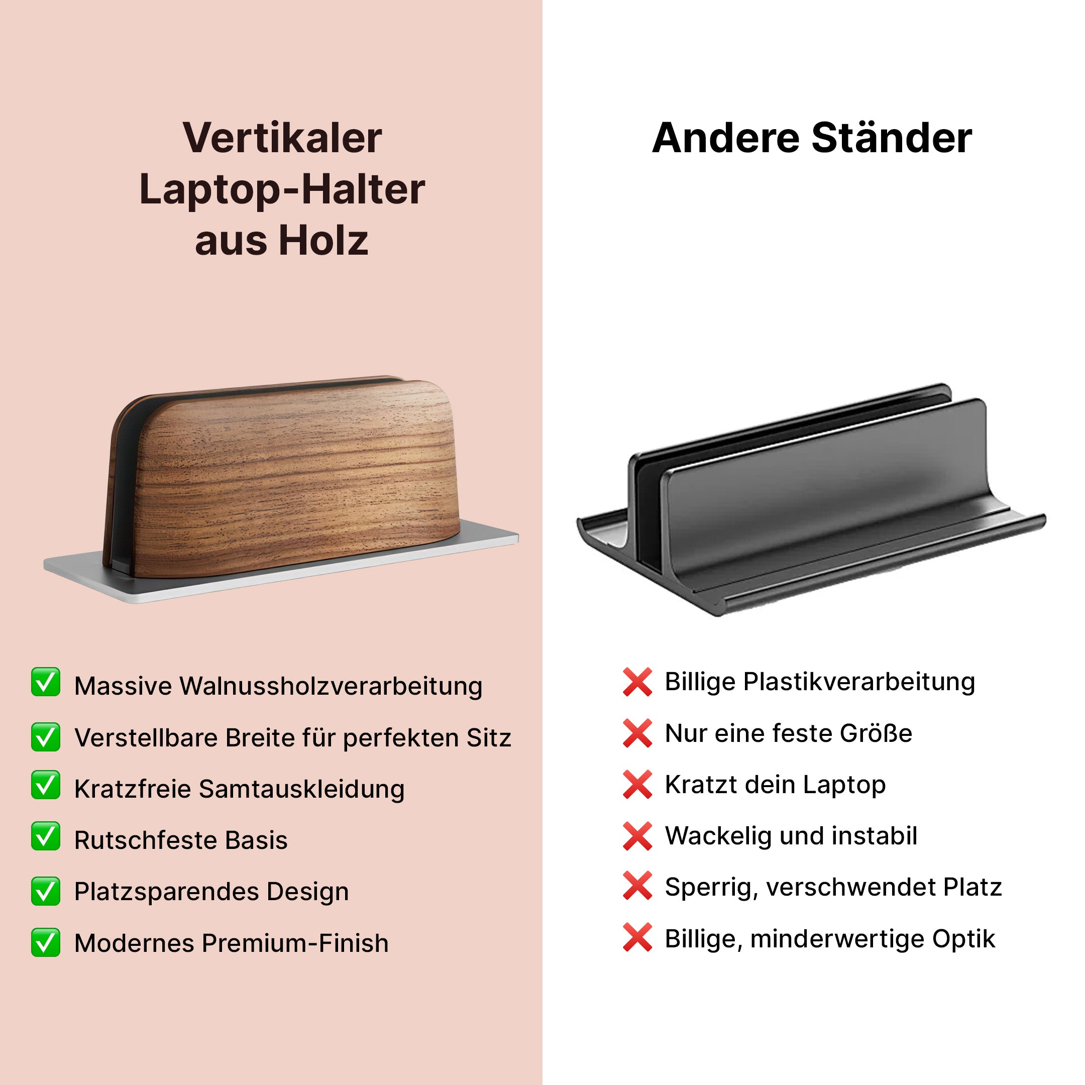 Vertikaler Laptop-Halter aus Holz